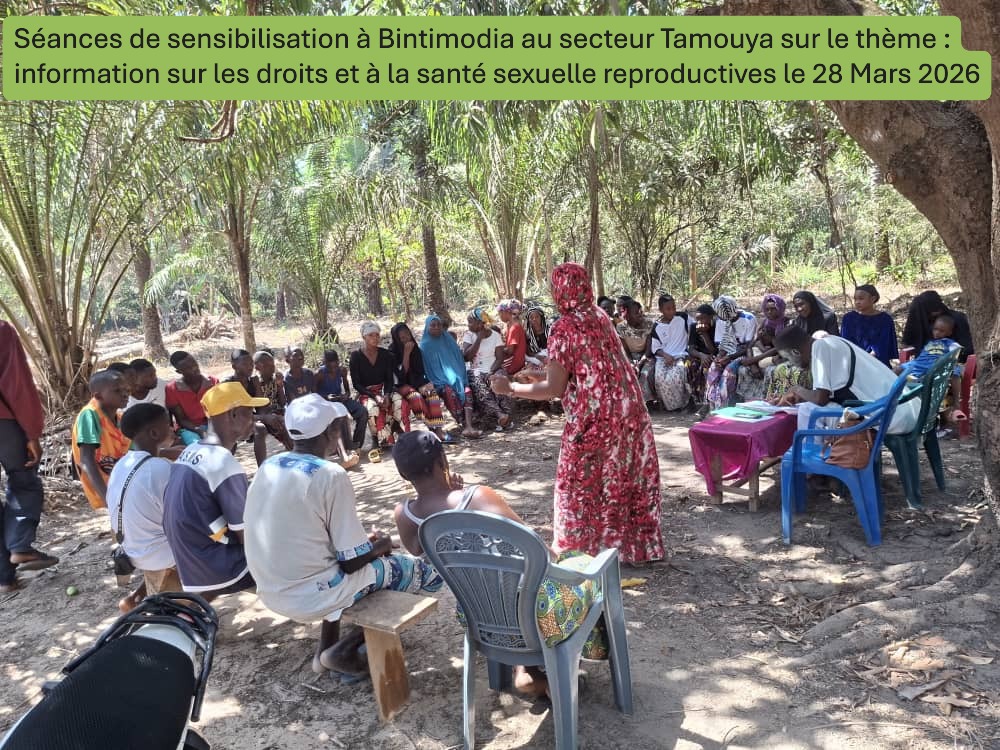 Séances de sensibilisation des adolescents et Adolescentes par l'Animatrice dans le secteur Tamouya, Commune Rurale de Bintimodia